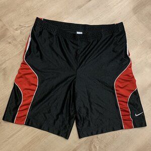 Vintage Y2K Nike Basketball Shorts Men’s XL Black/Red Embroidered Swoosh Summer